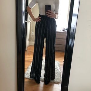 Black striped palazzo pants